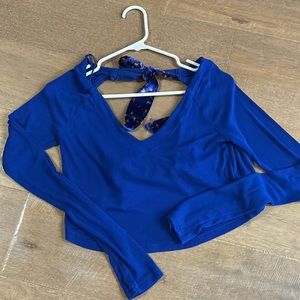 Free people cropped blue shirt
